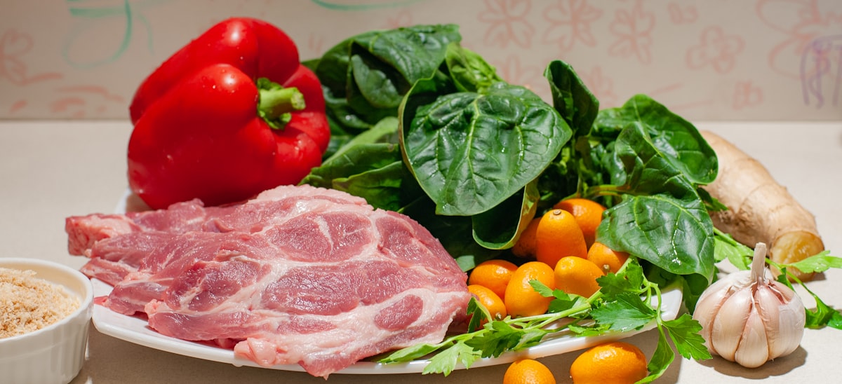 Heart-healthy food selection with vegetables and whole grains